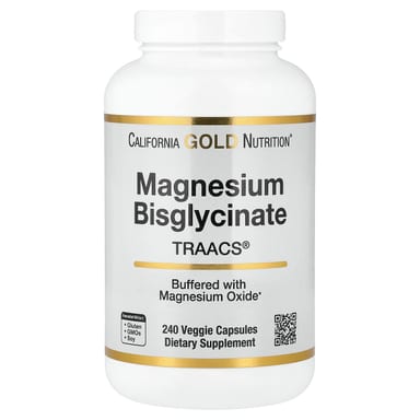 Магний California Gold Nutrition Bisglycinate Chelate Albion TRAACS®, 100 мг, 240 растительных капсул