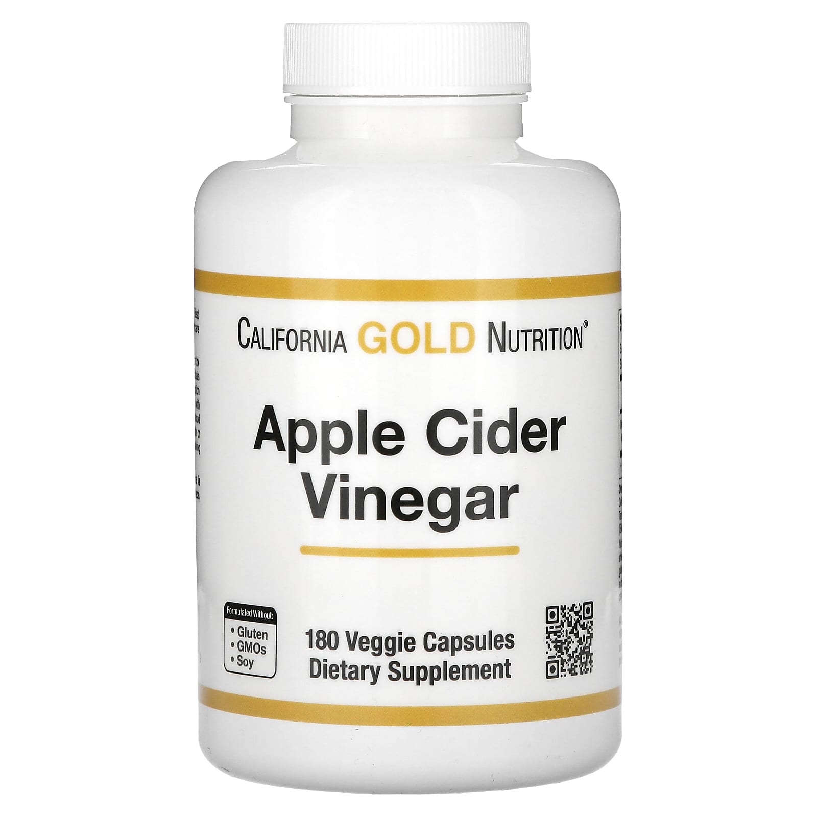 Яблочный уксус California Gold Nutrition, вкус Apple Cider Vinegar, 450 мг, 180 растительных капсул — фото 3