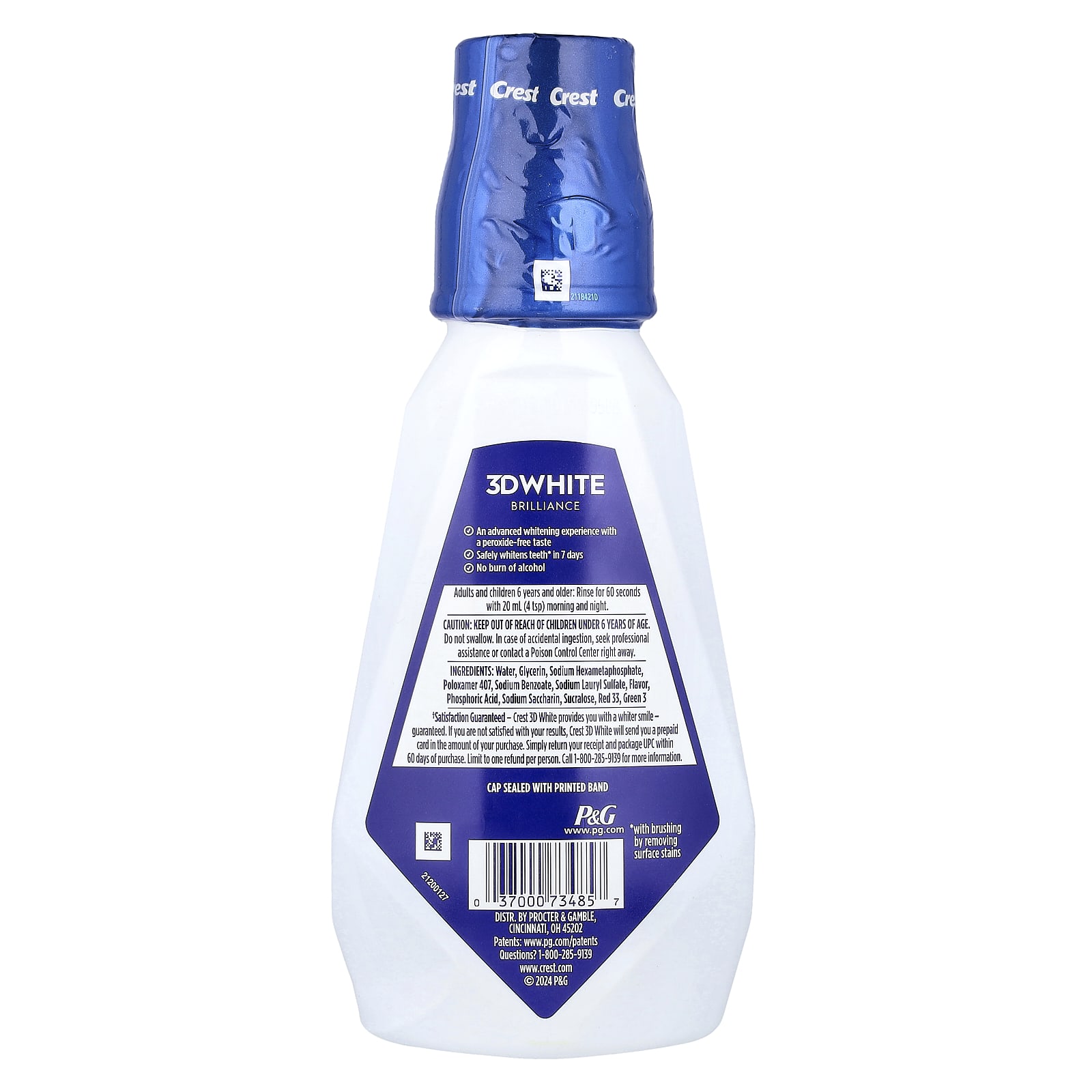 Ополаскиватель для полости рта Crest 3D White Brilliance Fresh Whitening Vibrant Mint, 500 мл — фото 2