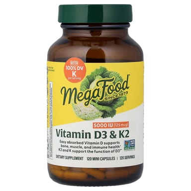 Витамин D3 MegaFood & K2 120 Mini Capsules, капсулы