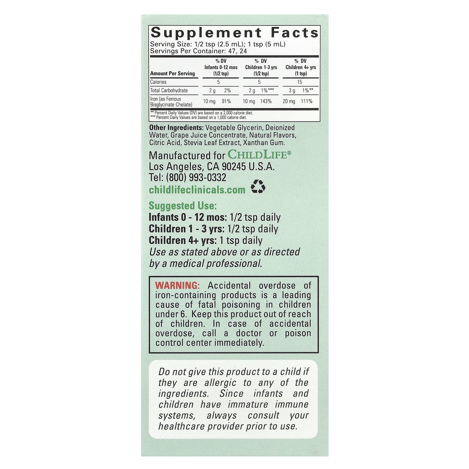 Железо ChildLife Clinicals Liquid Natural Berry, 118 мл, жидкая форма — фото 2