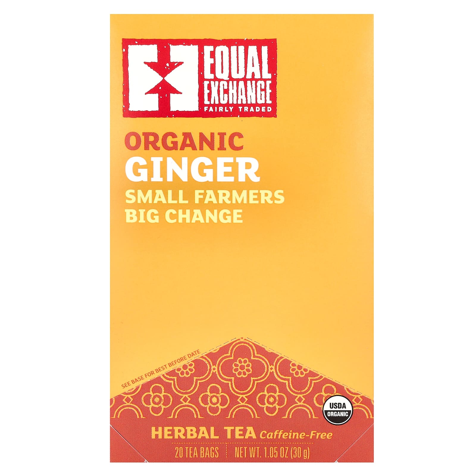 Травяной чай Equal Exchange Organic Ginger 20 Tea Bags, без кофеина, 30 г, чайные пакетики — фото 2