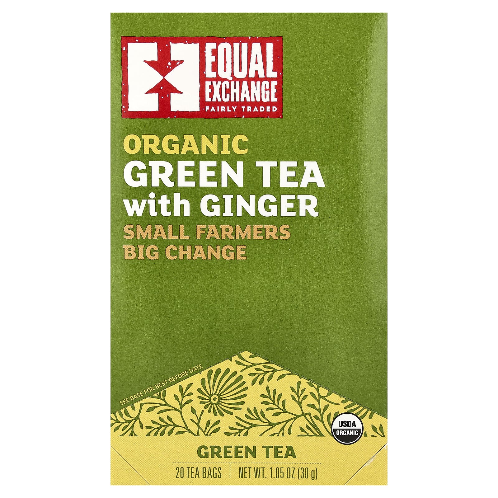 Зеленый чай Equal Exchange Organic with Ginger 20 Tea Bags, 30 г, чайные пакетики — фото 2