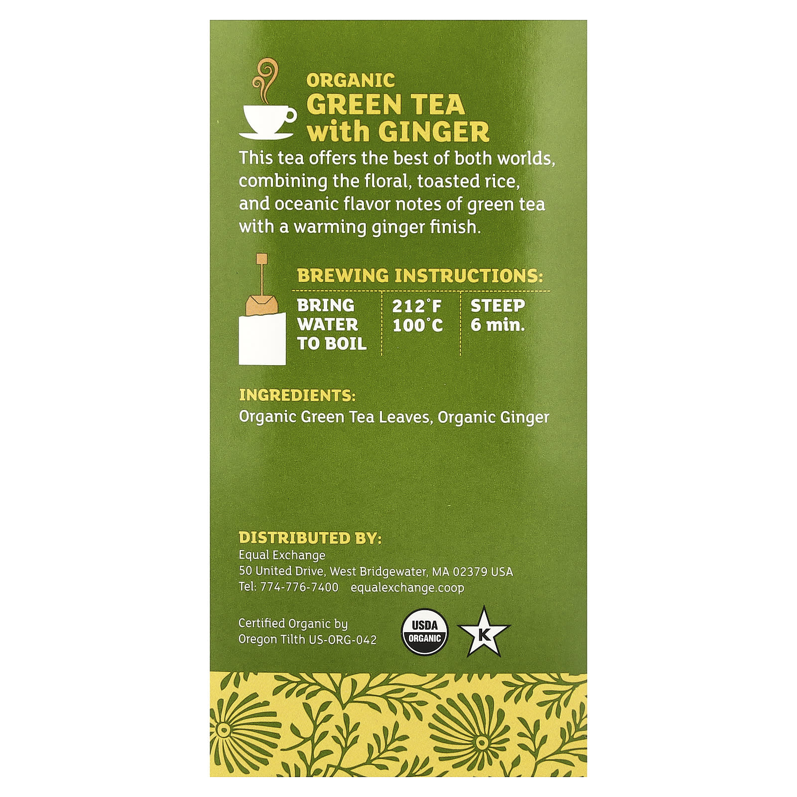 Зеленый чай Equal Exchange Organic with Ginger 20 Tea Bags, 30 г, чайные пакетики — фото 3