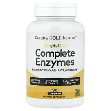 Бромелайн California Gold Nutrition SimplyOne® Complete Enzymes with Betaine HCl Ox Bile Extract Full-Spectrum Enzymes and, 90 капсул