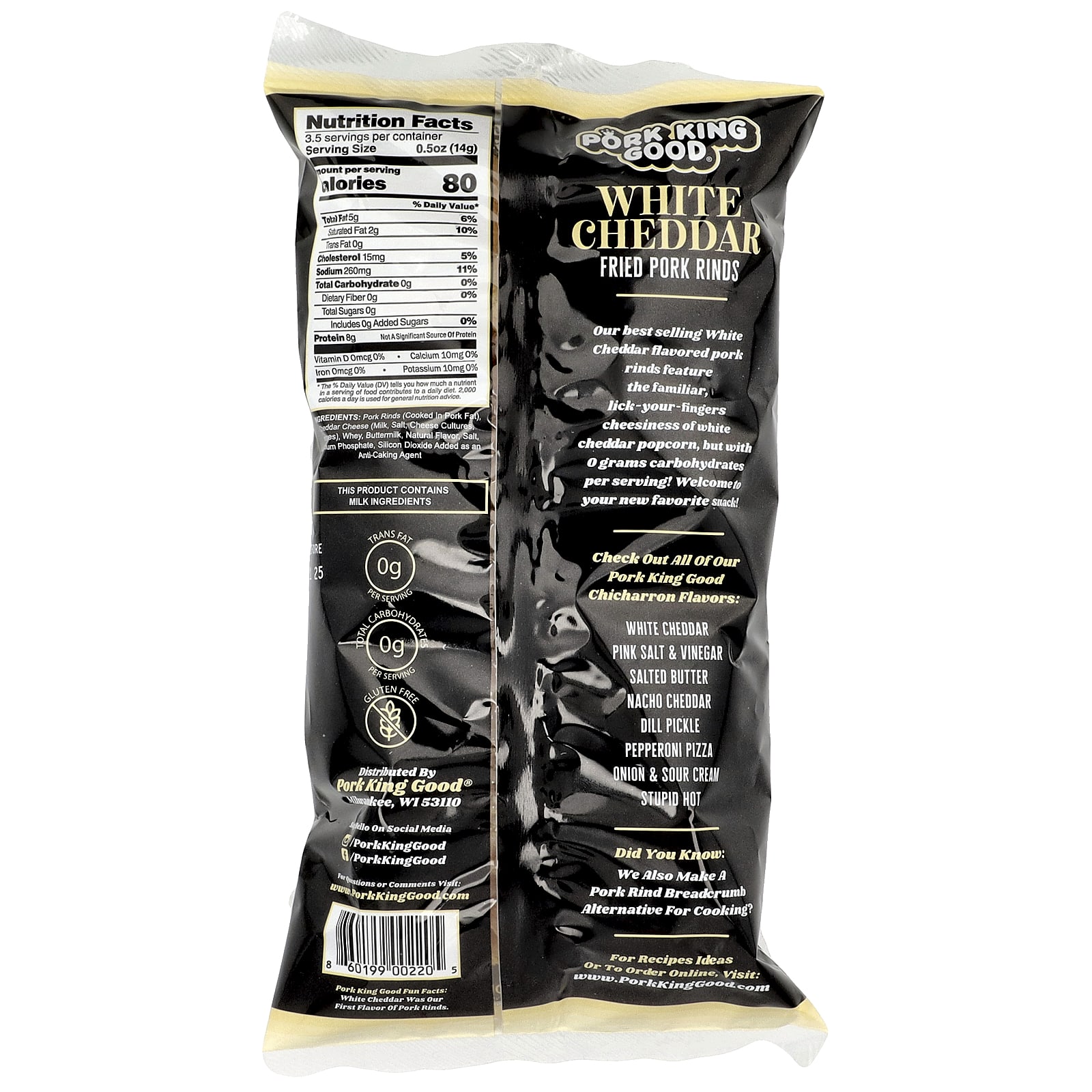 Шкварки Pork King Good Flavored White Cheddar, 49.5 г — фото 2