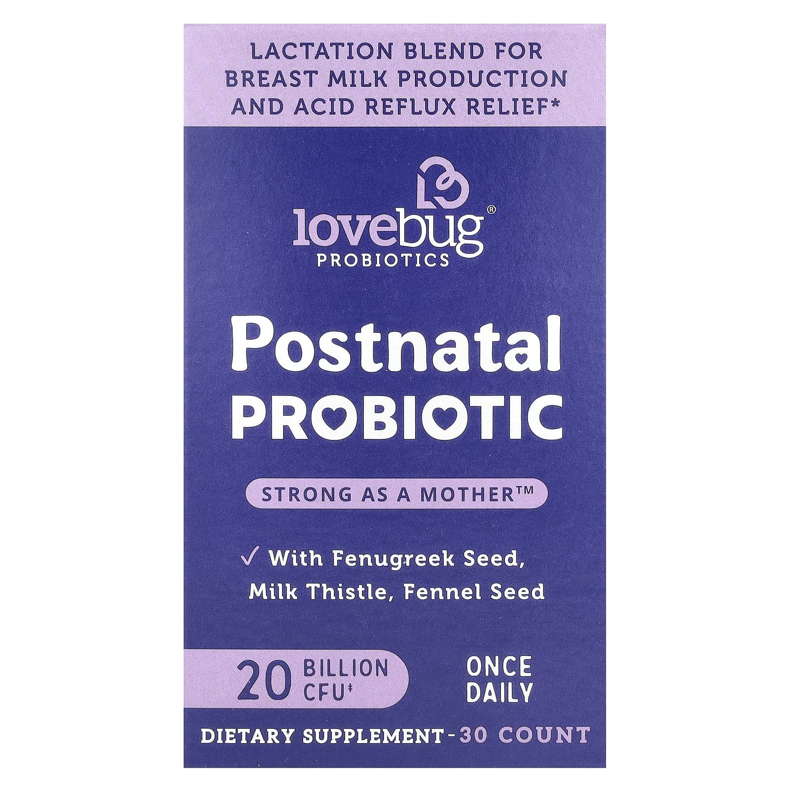 Пробиотик LoveBug Probiotics Postnatal, 20 млрд КОЕ, 30 капсул — фото 2