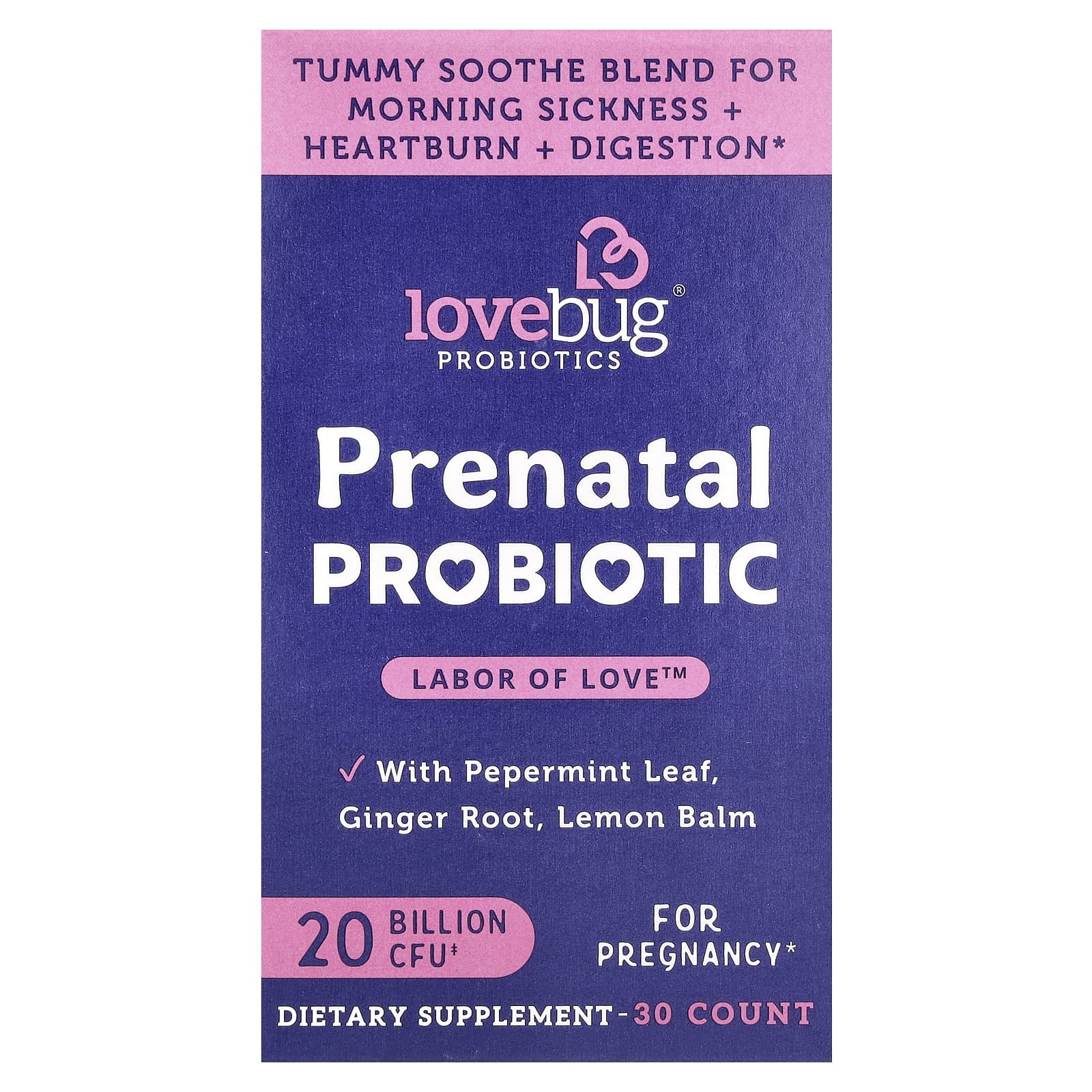 Пробиотик LoveBug Probiotics Prenatal, 20 млрд КОЕ, 30 капсул — фото 2