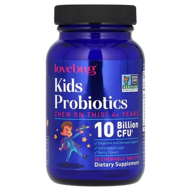 Пробиотик LoveBug Probiotics 4+ Years Berry, 10 млрд КОЕ, 30 жевательных таблеток