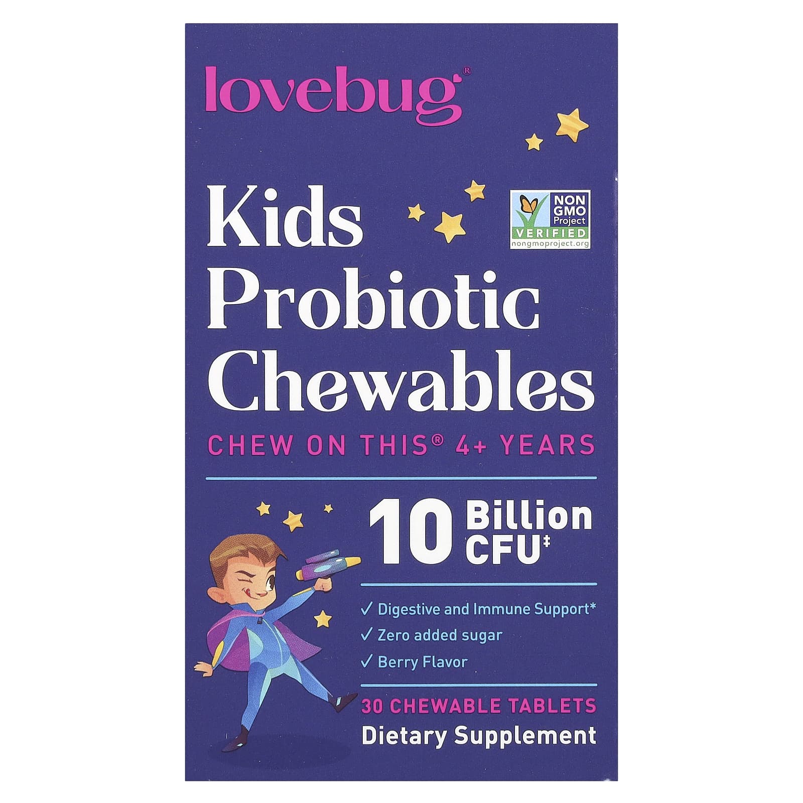 Пробиотик LoveBug Probiotics 4+ Years Berry, 10 млрд КОЕ, 30 жевательных таблеток — фото 2