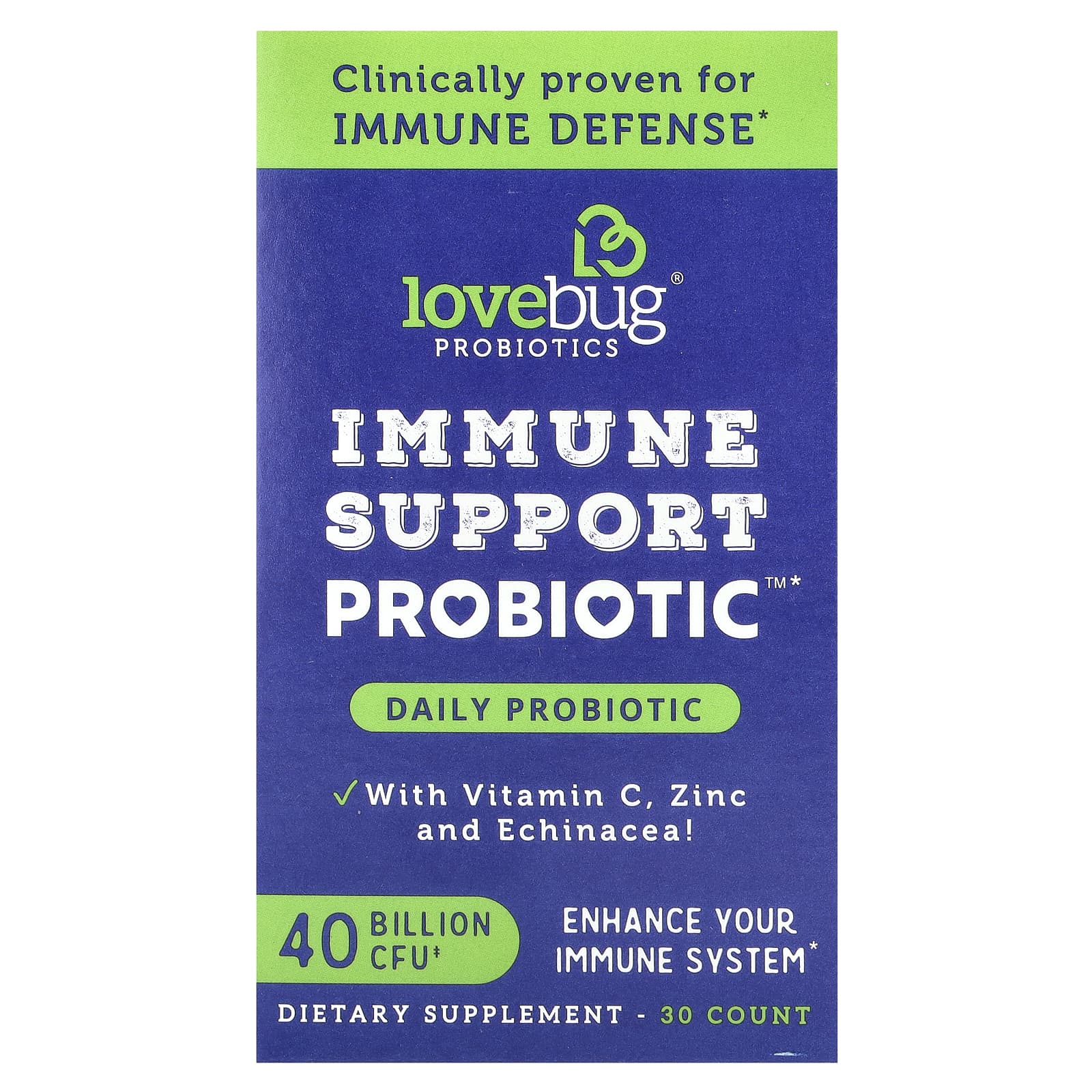 Пробиотик LoveBug Probiotics Immune Support™ Daily, 40 млрд КОЕ, 30 капсул — фото 2