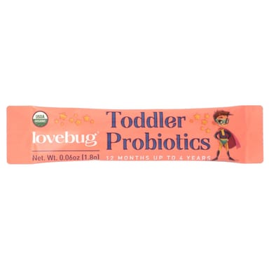 Пробиотик LoveBug Probiotics Toddler 30 Single Serve Stick Packs, оттенок 12 Months Up To 4 Years, 15 млрд КОЕ, 1.8 г, стик