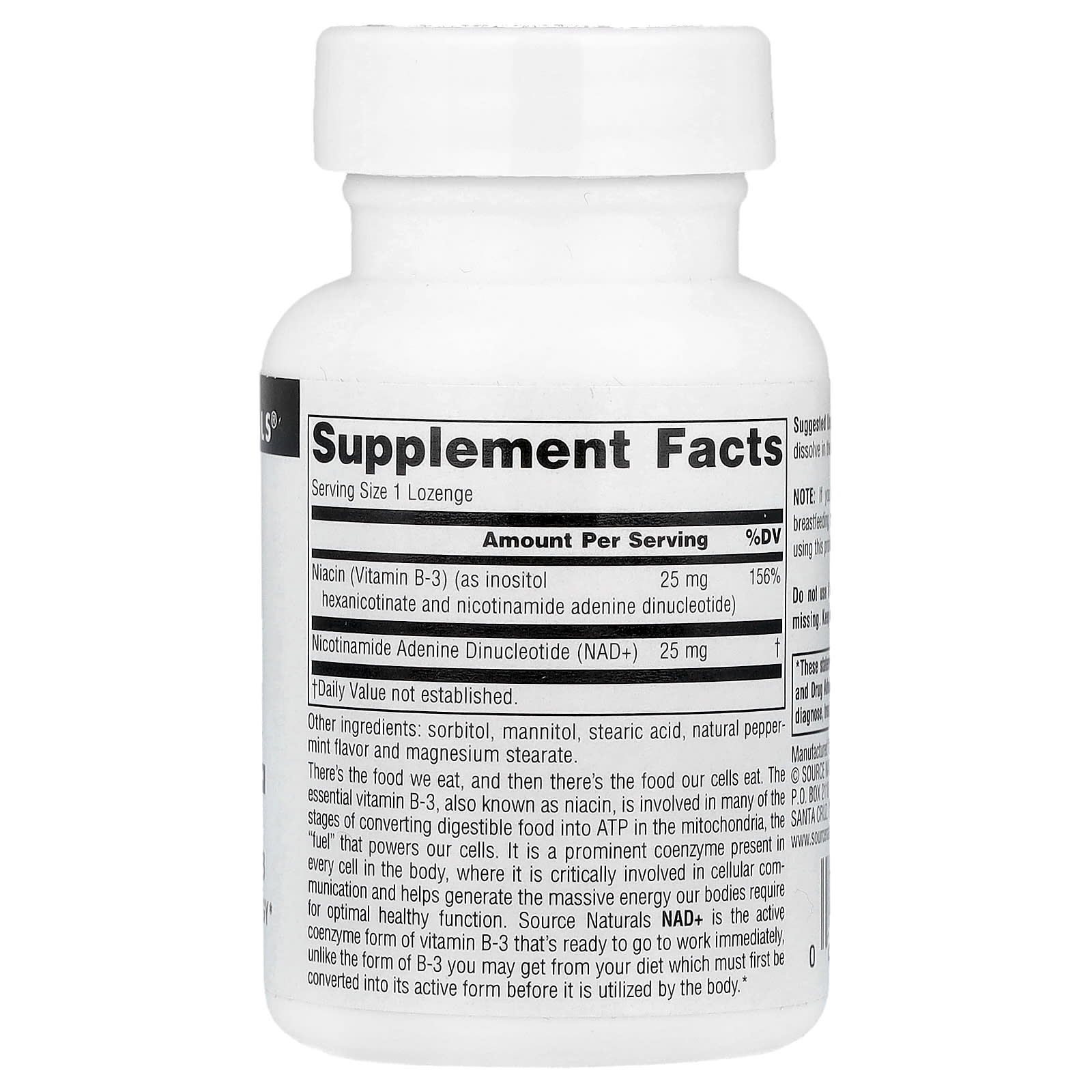 NAD+ (коферментированная форма витамина B3) Source Naturals NAD+ Coenzymated B-3, 60 пастилок — фото 2