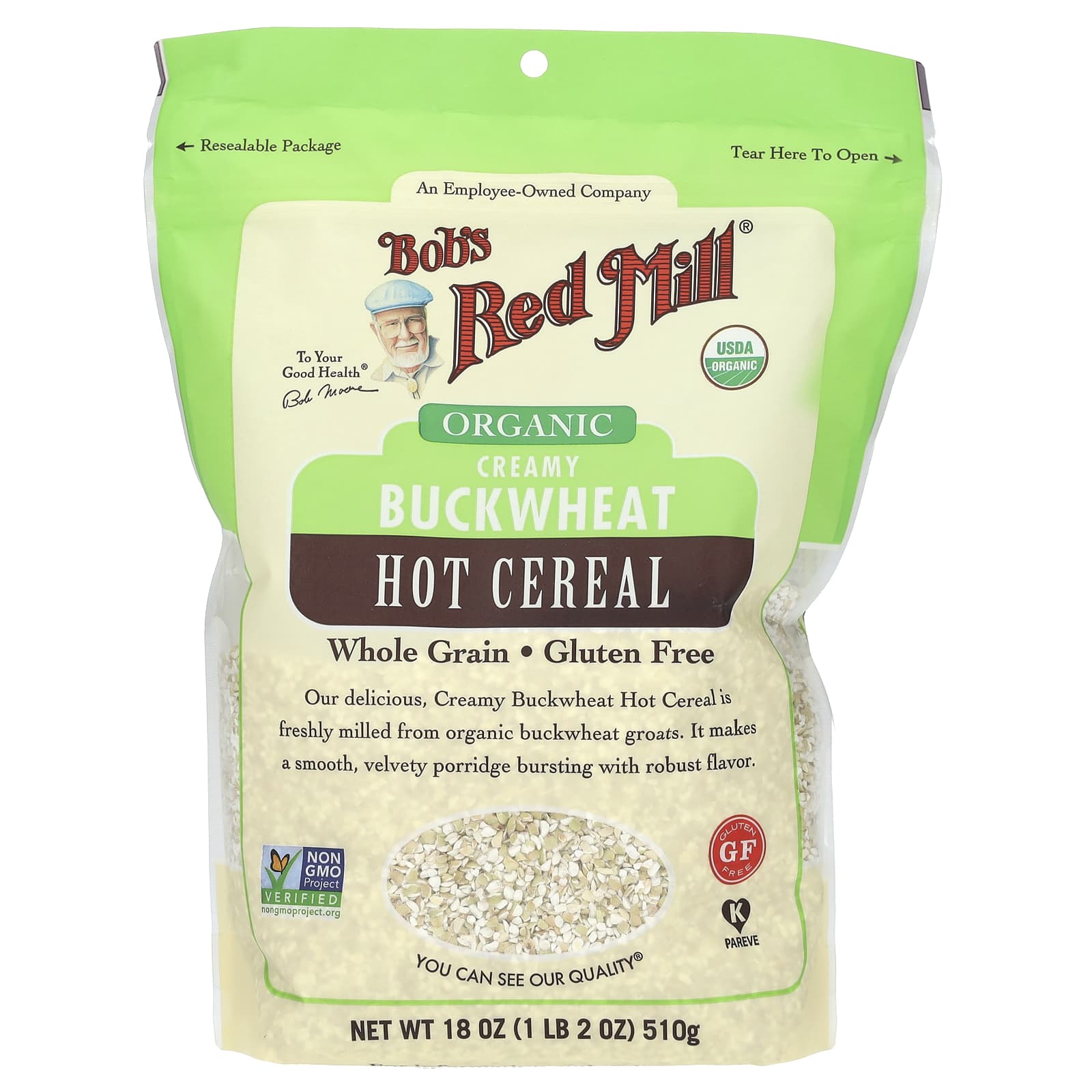 Хлопья Bob's Red Mill Organic Creamy Buckwheat Hot Whole Grain, 510 г