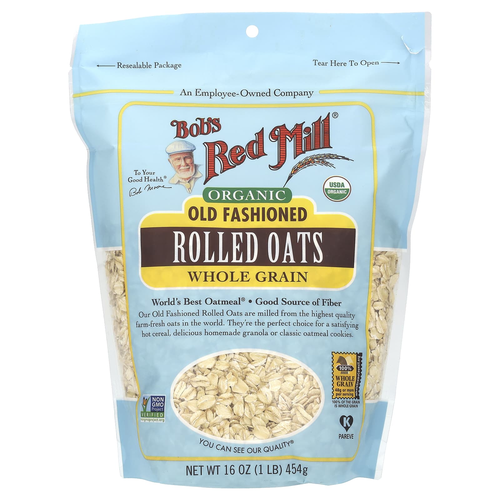 Овсяные хлопья Bob's Red Mill Organic Whole Grain, 454 г