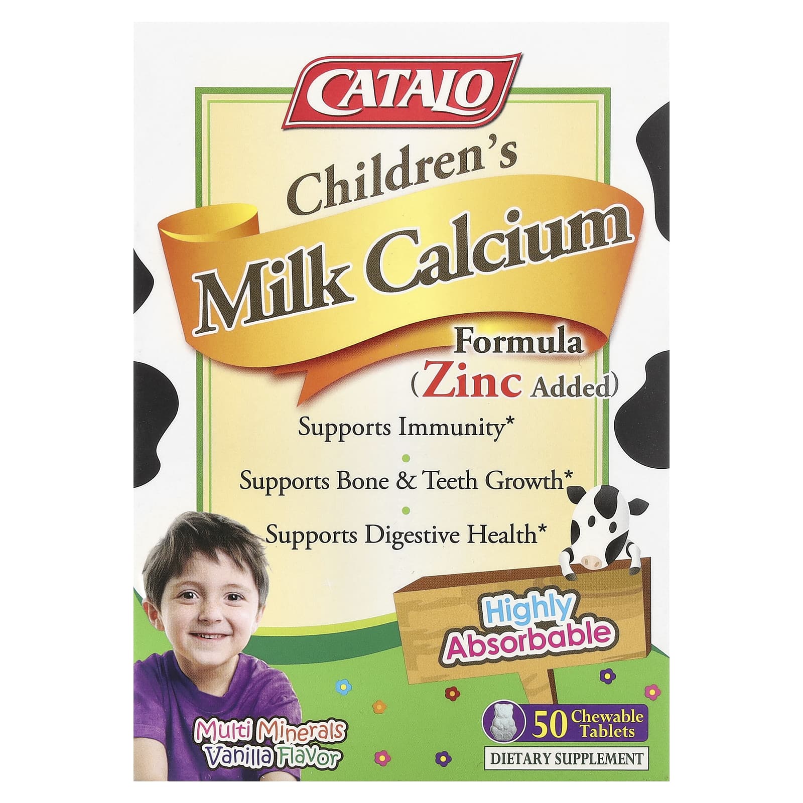 Детский CATALO Milk Calcium Formula, оттенок Zinc, 50 жевательных таблеток — фото 2