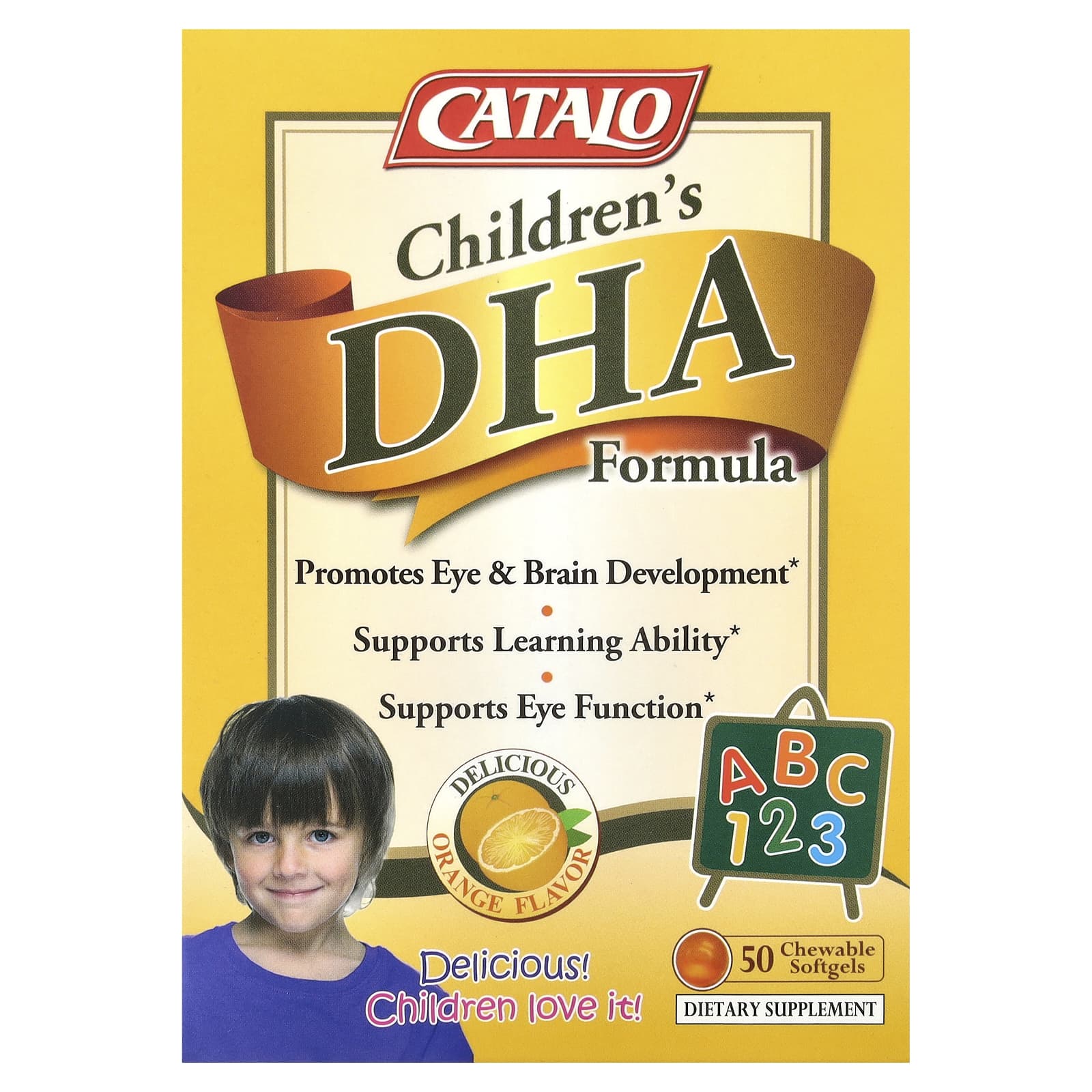 Детский CATALO DHA Formula, вкус Orange, 50 жевательных мягких капсул — фото 2