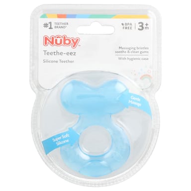Силиконовый прорезыватель Nuby, 3+ месяца, синий, 1 шт.