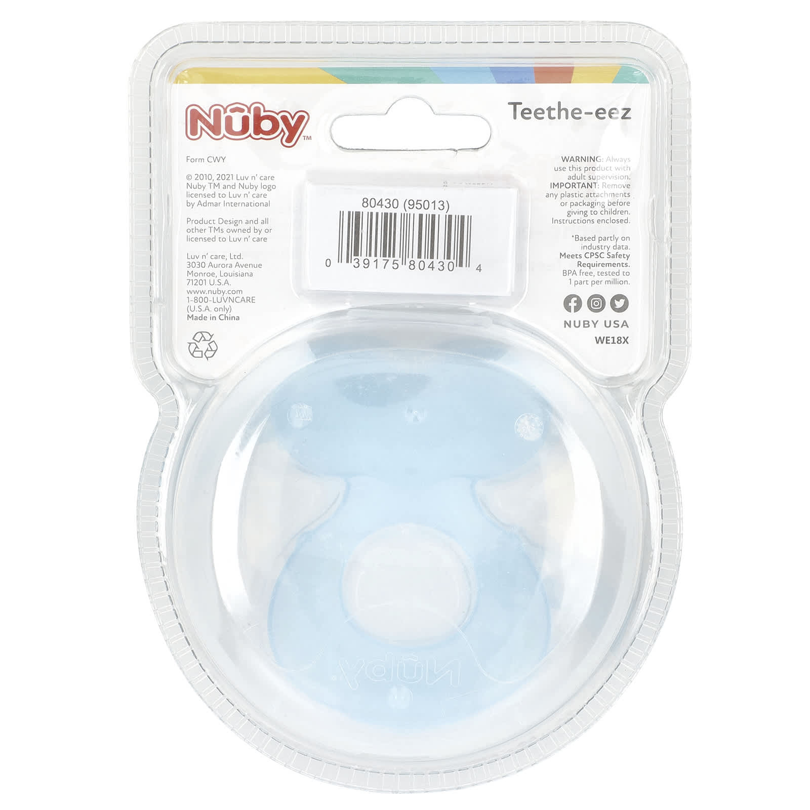Силиконовый прорезыватель Nuby, 3+ месяца, синий, 1 шт. — фото 4