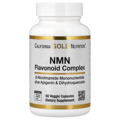 Комплекс California Gold Nutrition NMN Flavonoid with Apigenin and Dihydroquercetin, 60 растительных капсул