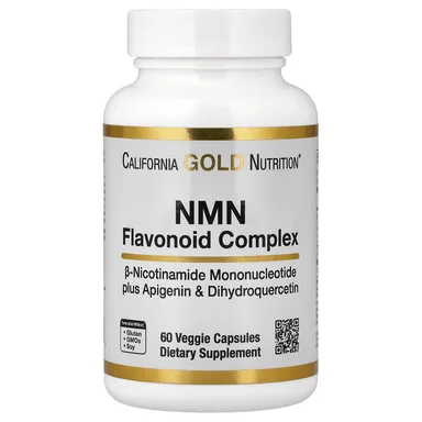 Фото товара: Комплекс California Gold Nutrition NMN Flavonoid with Apigenin and Dihydroquercetin, 60 растительных капсул
