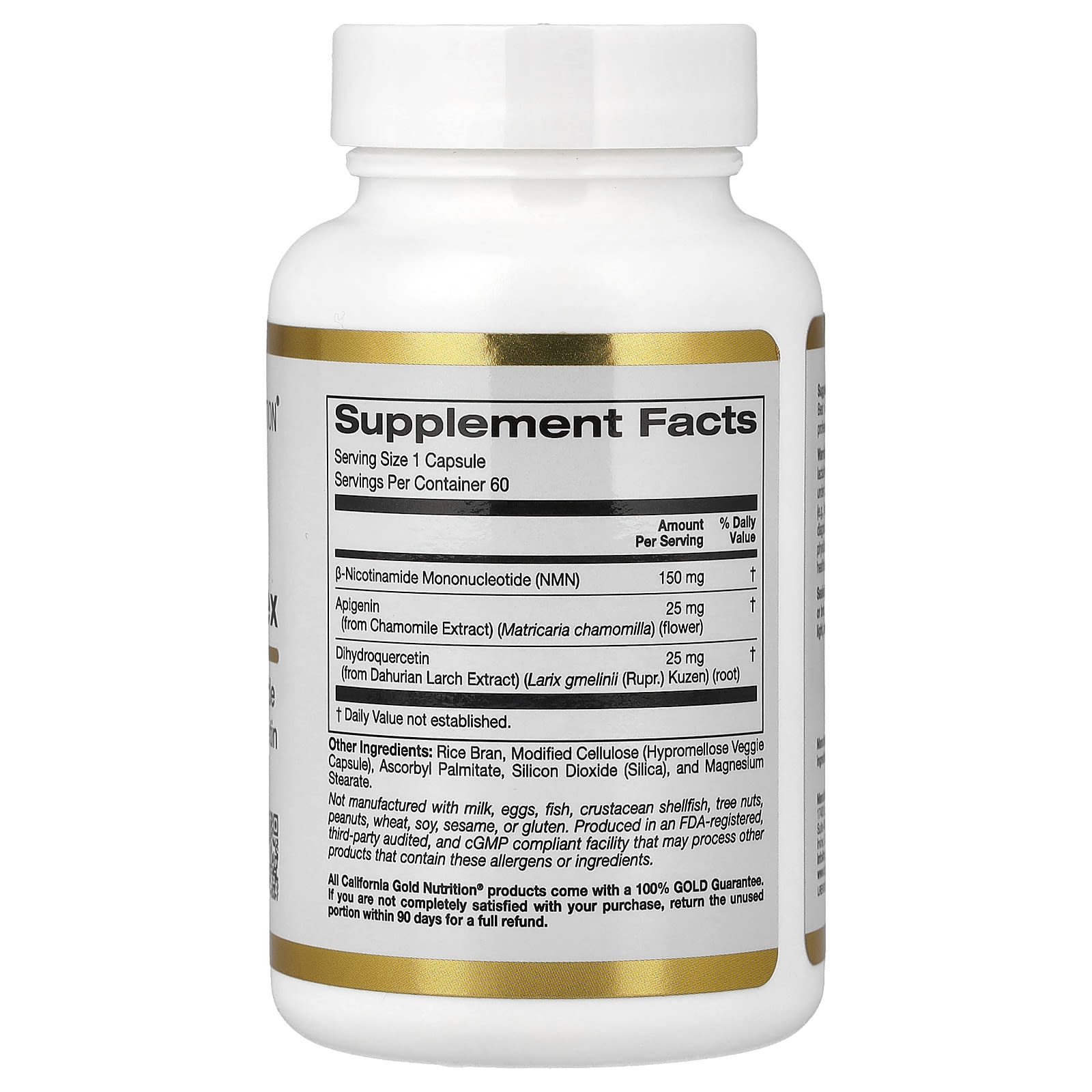 Комплекс California Gold Nutrition NMN Flavonoid with Apigenin and Dihydroquercetin, 60 растительных капсул — фото 8