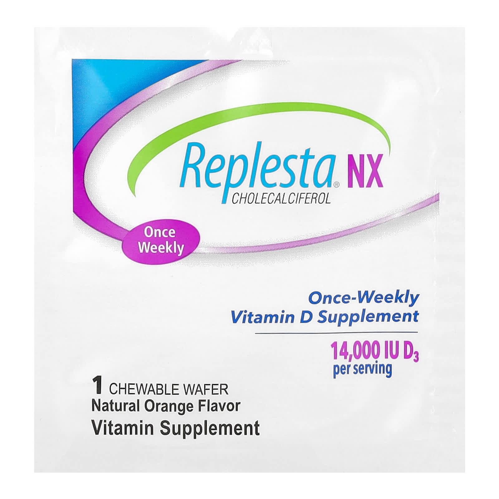 Витамин D Replesta NX Cholecalciferol Once-Weekly 8 Chewable Wafers, вкус Natural Orange, 14000 МЕ