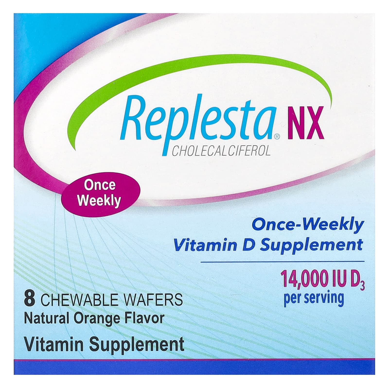 Витамин D Replesta NX Cholecalciferol Once-Weekly 8 Chewable Wafers, вкус Natural Orange, 14000 МЕ — фото 2