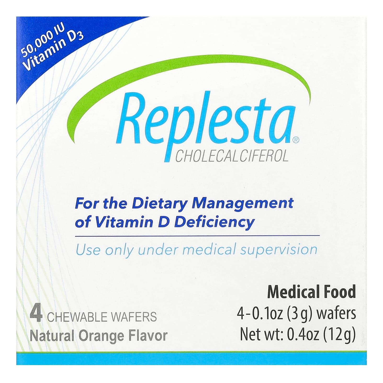 Витамин D3 Replesta Cholecalciferol 4 Chewable Wafers, вкус Natural Orange, 50000 МЕ, 3 г — фото 2
