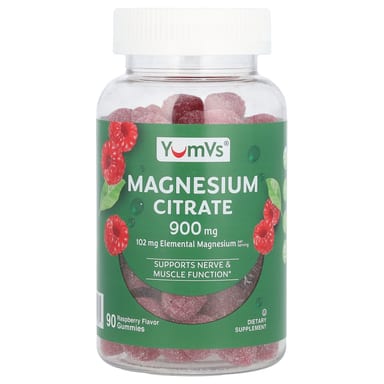 Магний цитрат YumVs, вкус Raspberry, 300 мг на пастилку, 90 жевательных пастилок