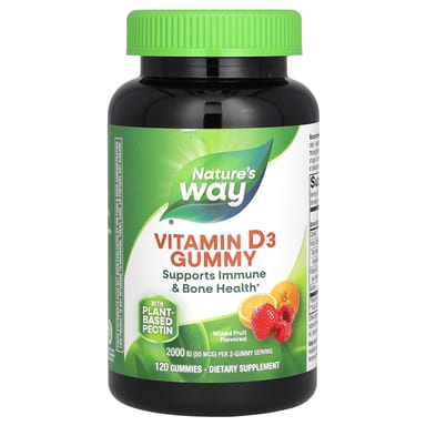 Витамин D3 Nature's Way Gummy Mixed Fruit, 25 мкг (1000 МЕ), 120 жевательных пастилок