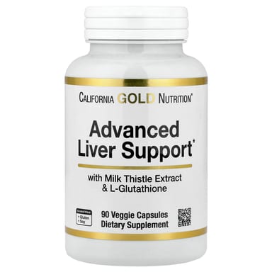 Экстракт виноградных косточек California Gold Nutrition Advanced Liver Support with Milk Thistle Extract L-Glutathione Alpha Lipoic Acid, and Grape Seed Extract, 90 растительных капсул