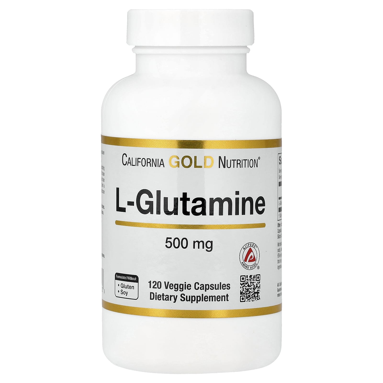 L-глютамин California Gold Nutrition L-Glutamine AjiPure®, 500 мг, 120 растительных капсул — фото 4