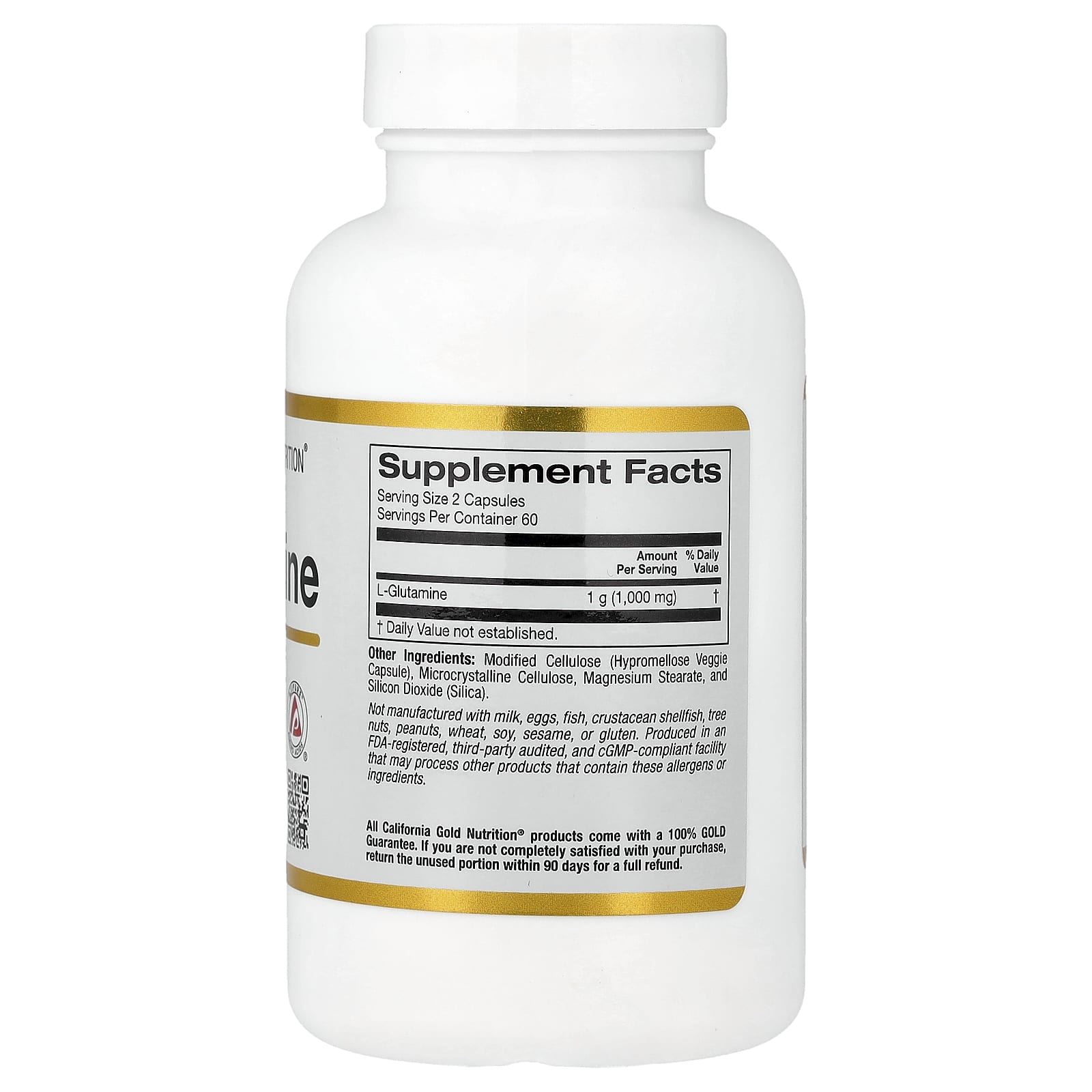 L-глютамин California Gold Nutrition L-Glutamine AjiPure®, 500 мг, 120 растительных капсул — фото 5