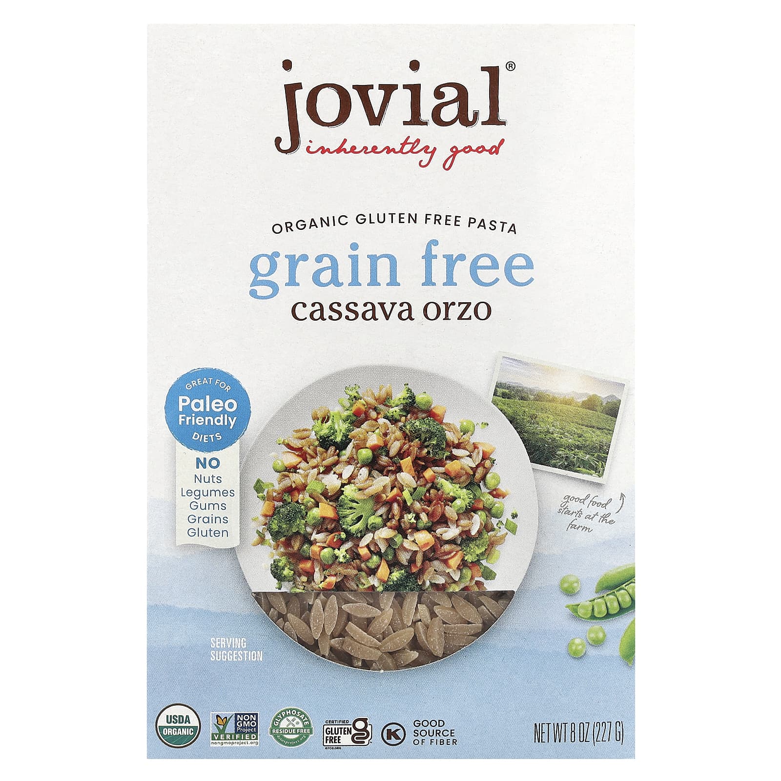 Паста Jovial Organic Cassava Orzo, 227 г