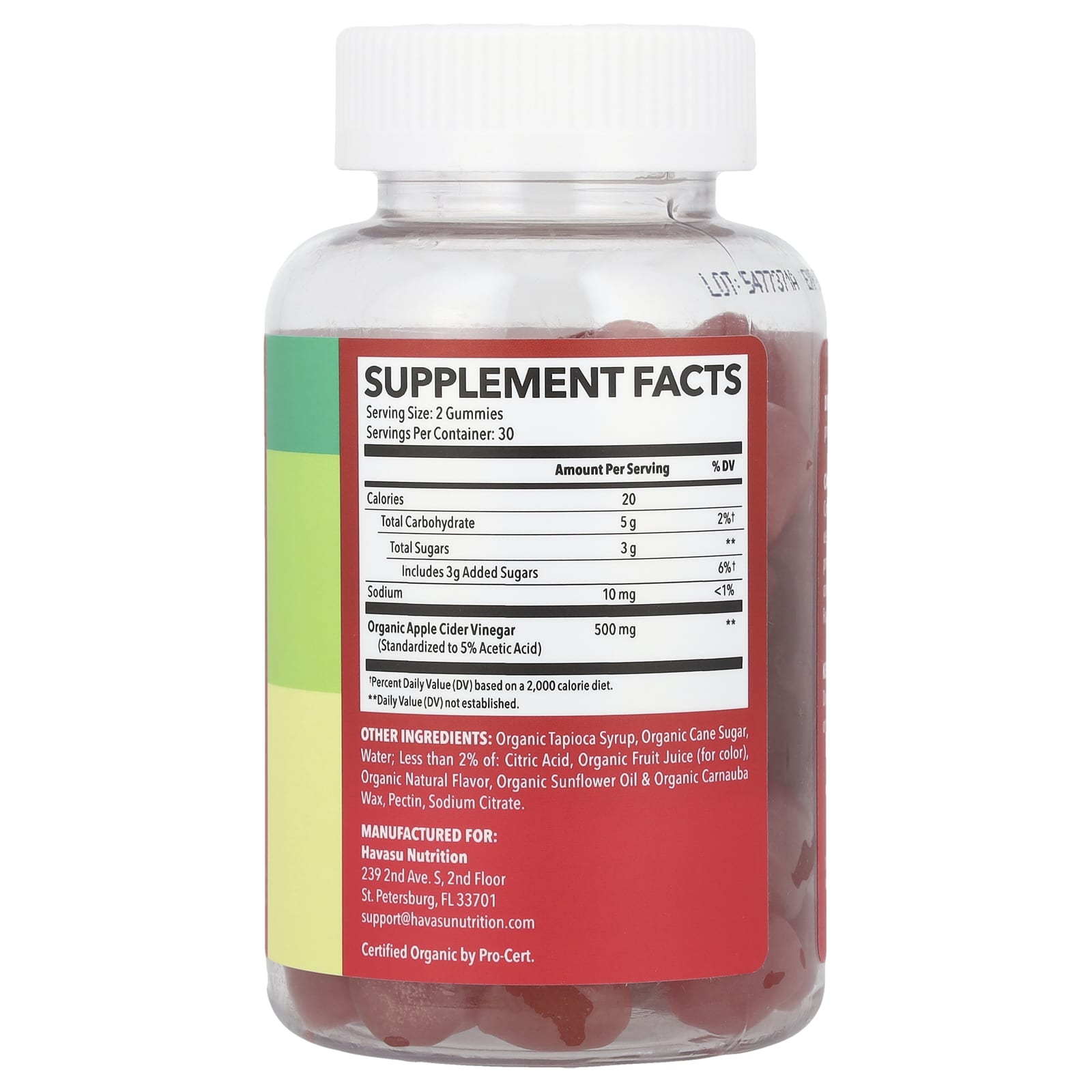 Яблочный уксус Havasu Nutrition Gummies, вкус Natural Apple, 60 жевательных пастилок — фото 2