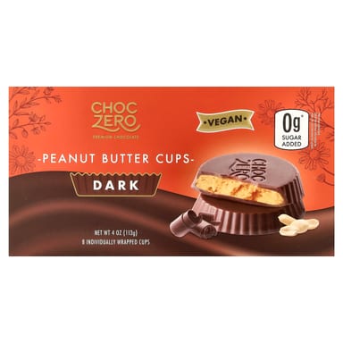 Арахисовая паста ChocZero Cups 8 Individual Wrapped Cups, оттенок Dark, 113 г