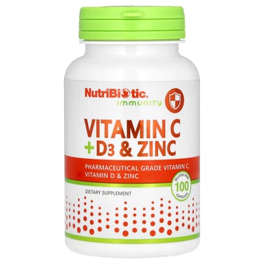 Витамин C NutriBiotic Immunity D3 & Zinc, 100 капсул