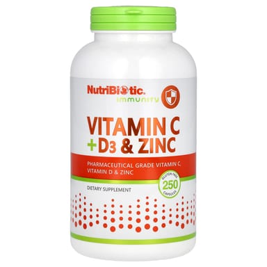 Витамин C NutriBiotic Immunity D3 & Zinc, 250 капсул