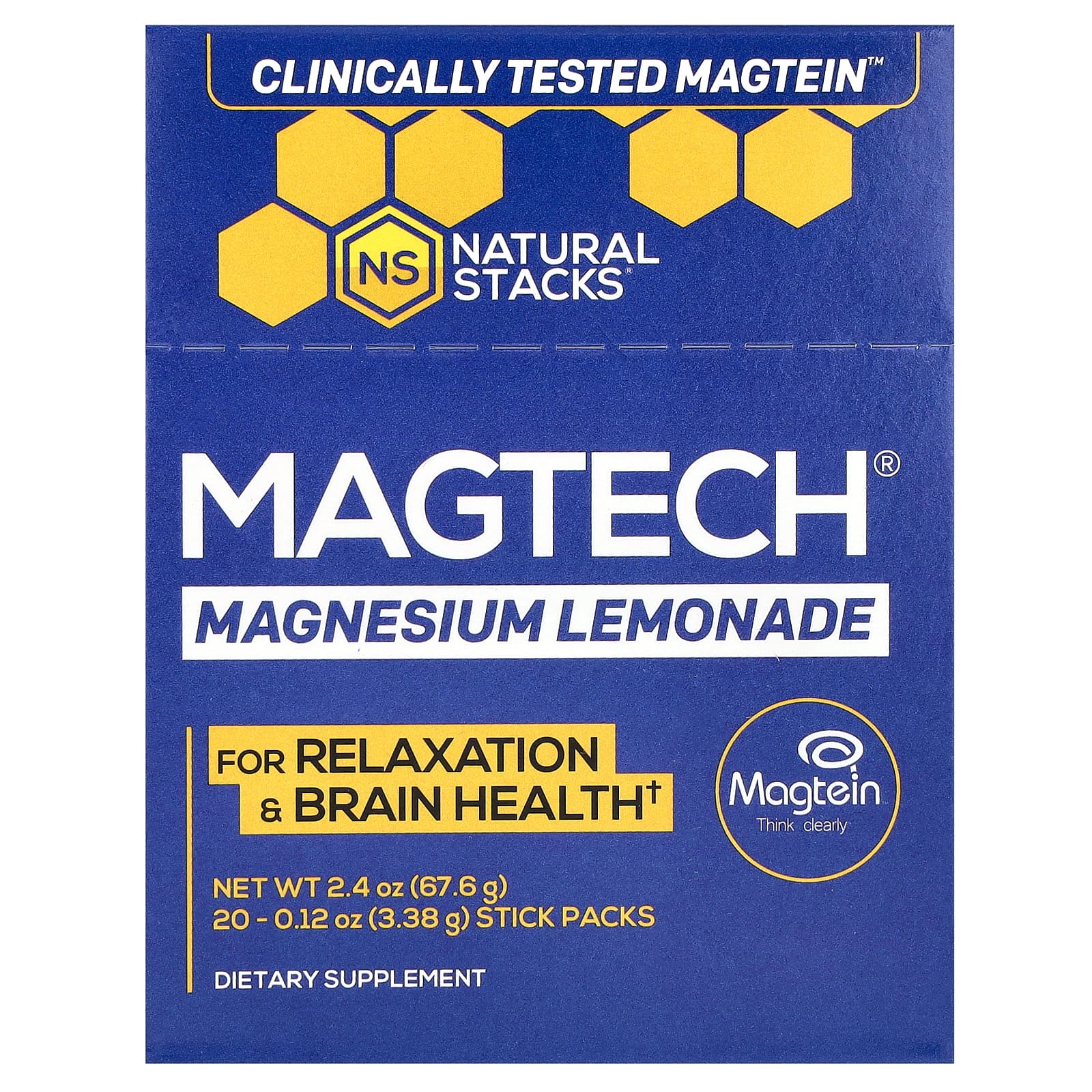 Магний Natural Stacks MagTech®, вкус Lemonade, 3.38 г, 20 стиков — фото 3