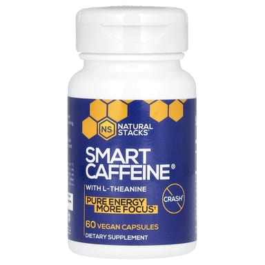 L-теанин Natural Stacks Smart Caffeine With L-Theanine, 60 растительных капсул