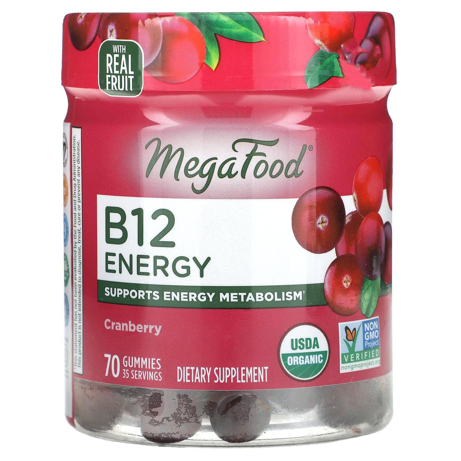 Клюква MegaFood B12 Energy, вкус Cranberry, 70 жевательных пастилок