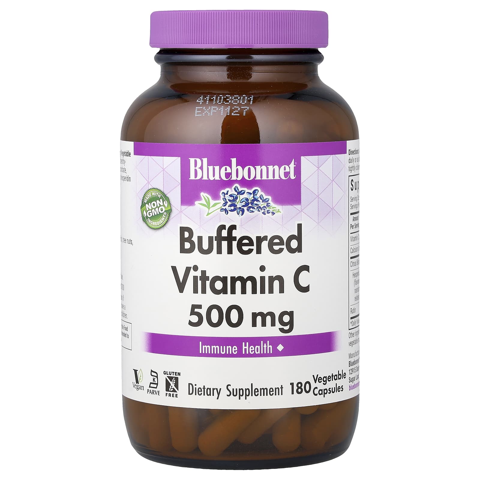 Витамин C Bluebonnet Nutrition Buffered, 180 растительных капсул