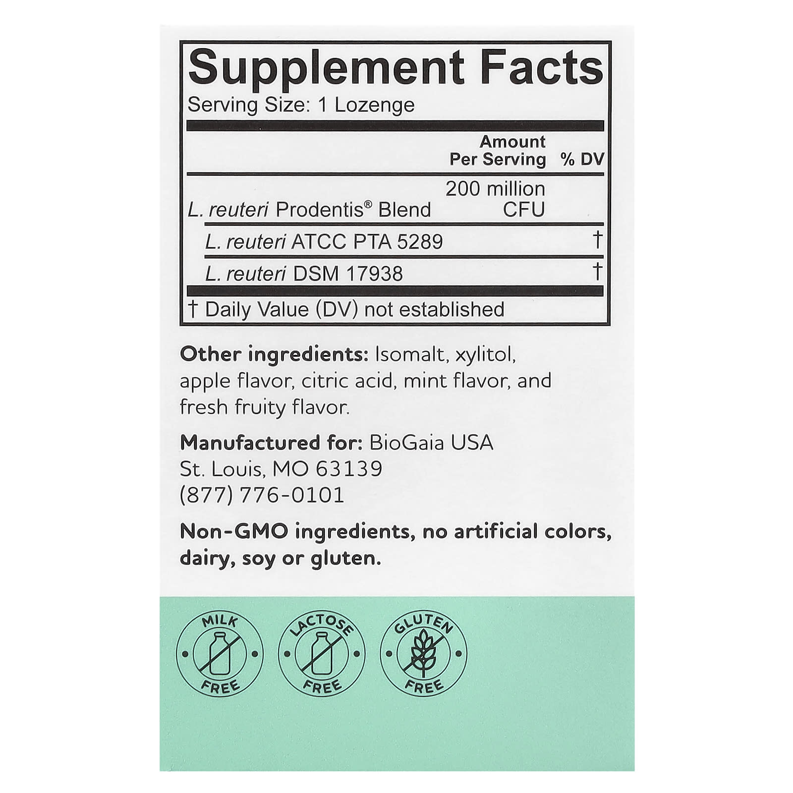 Детский пробиотик BioGaia Prodentis® Probiotic Lozenges Apple, оттенок 200 Million CFU, 30 пастилок — фото 3