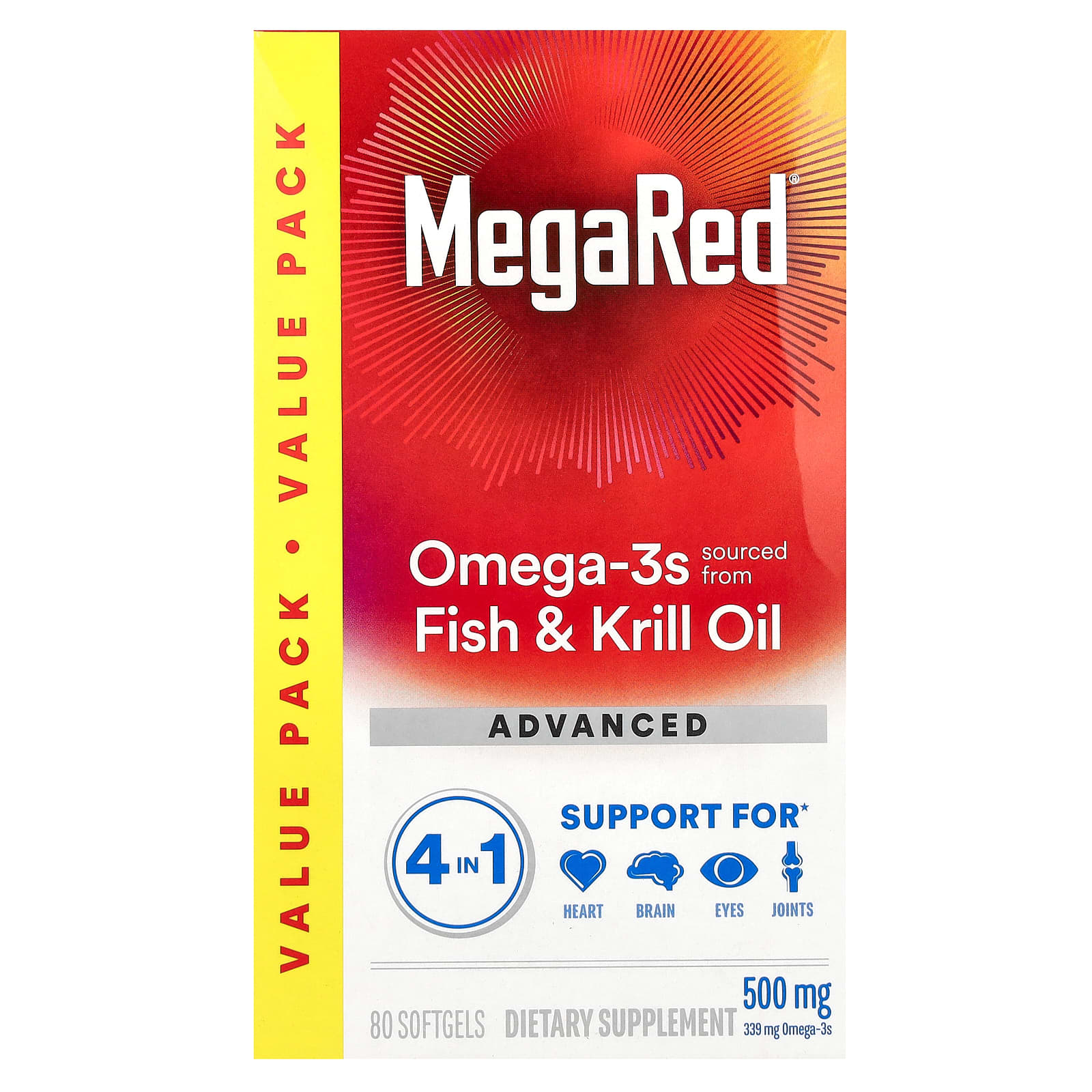 Масло криля Schiff MegaRed Omega-3s Fish & Advanced 4in1, вкус Vanilla, 500 мг, 80 мягких капсул — фото 2