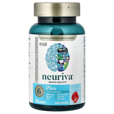 Витамины Schiff Neuriva® Brain Health Gummies Plus B6 & B12, вкус Strawberry, 50 жевательных пастилок