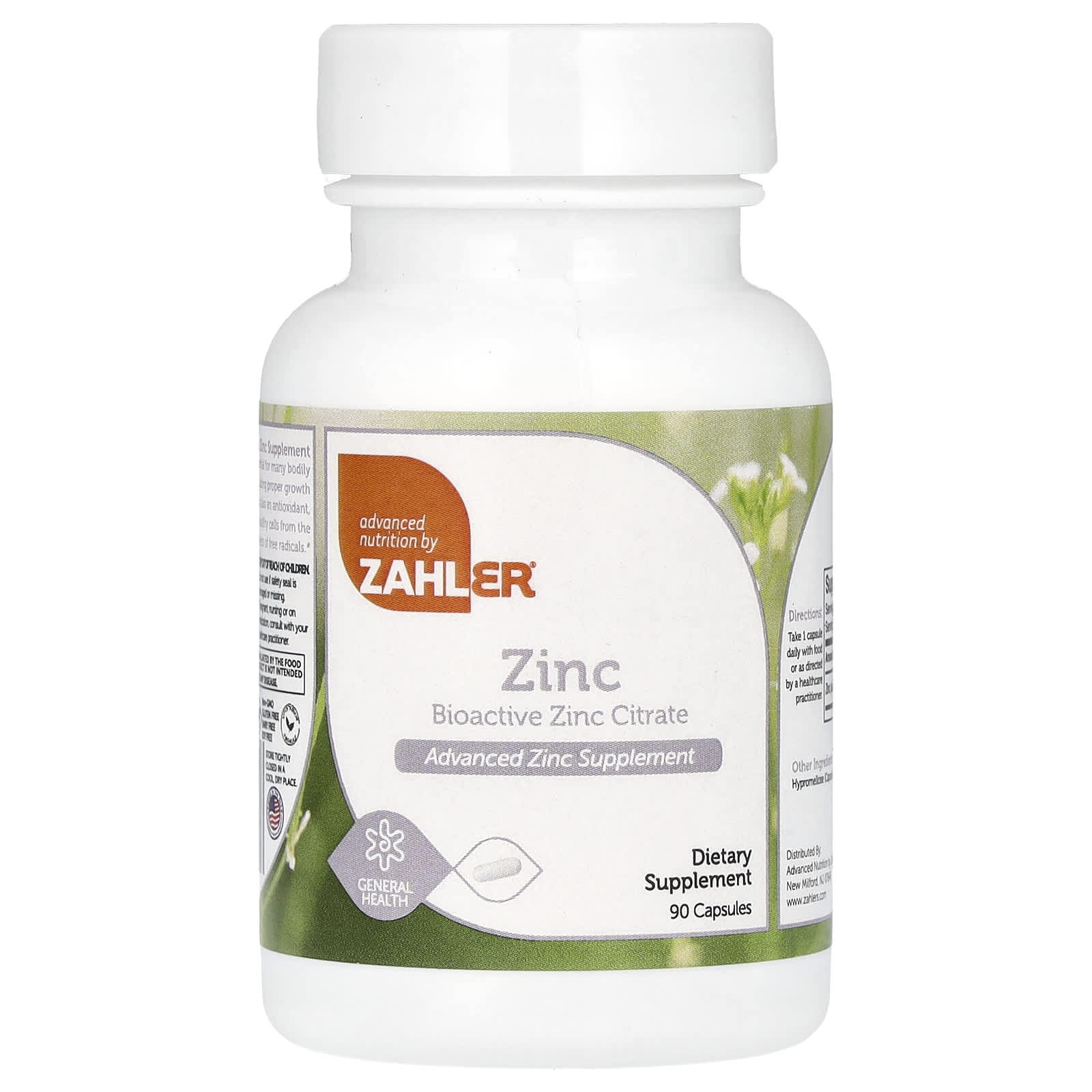 Цинк цитрат Zahler Zinc Bioactive, 50 мг, 90 капсул