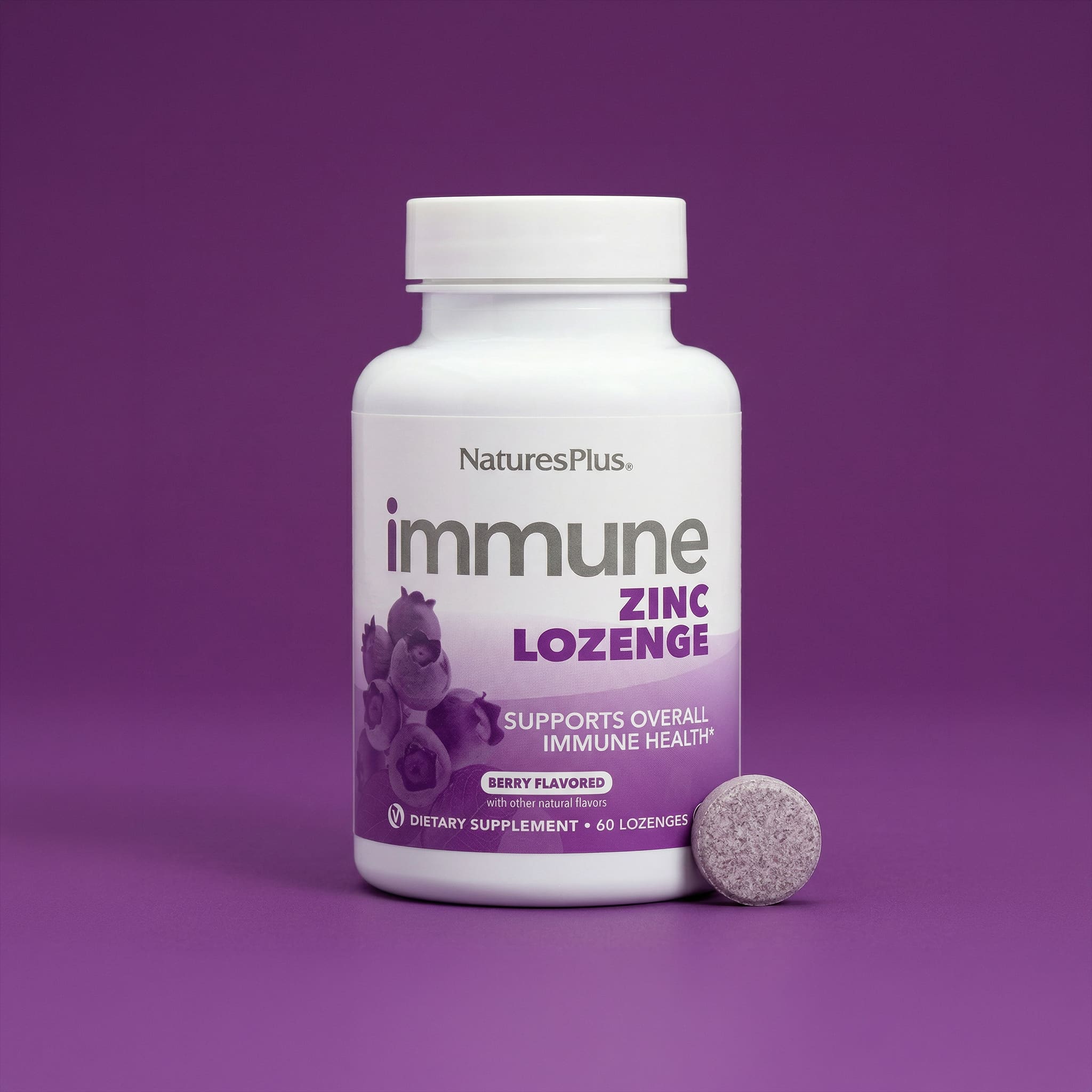 Цинк NaturesPlus Immune Lozenge, вкус Berry, 60 пастилок — фото 3