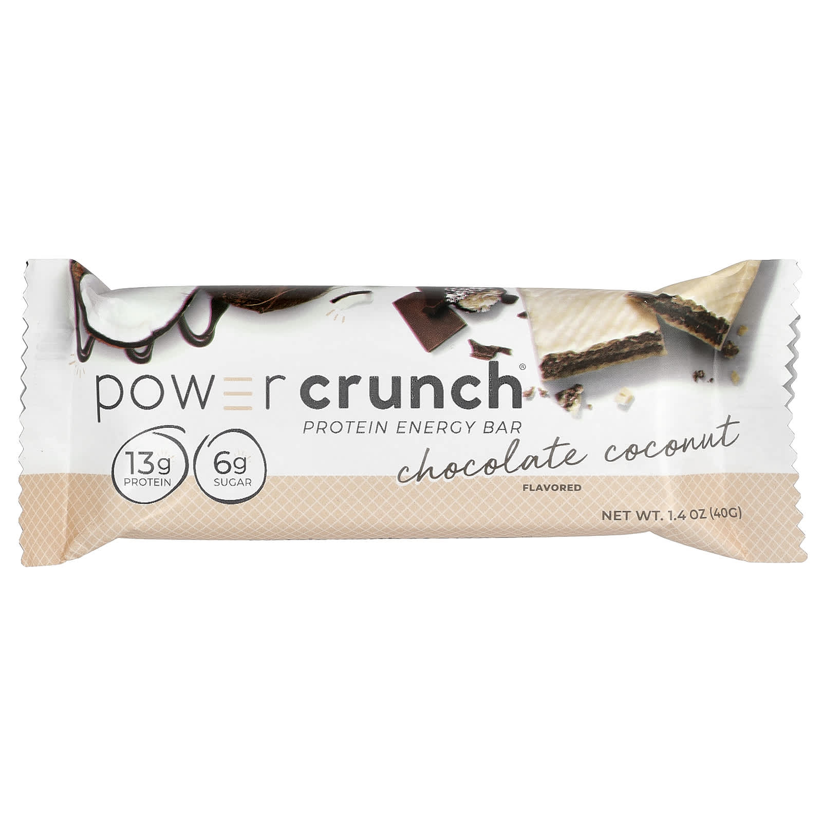 Шоколад BNRG Power Crunch® Protein Energy Bar, вкус Chocolate Coconut, 40 г, 12 шт., батончик — фото 3