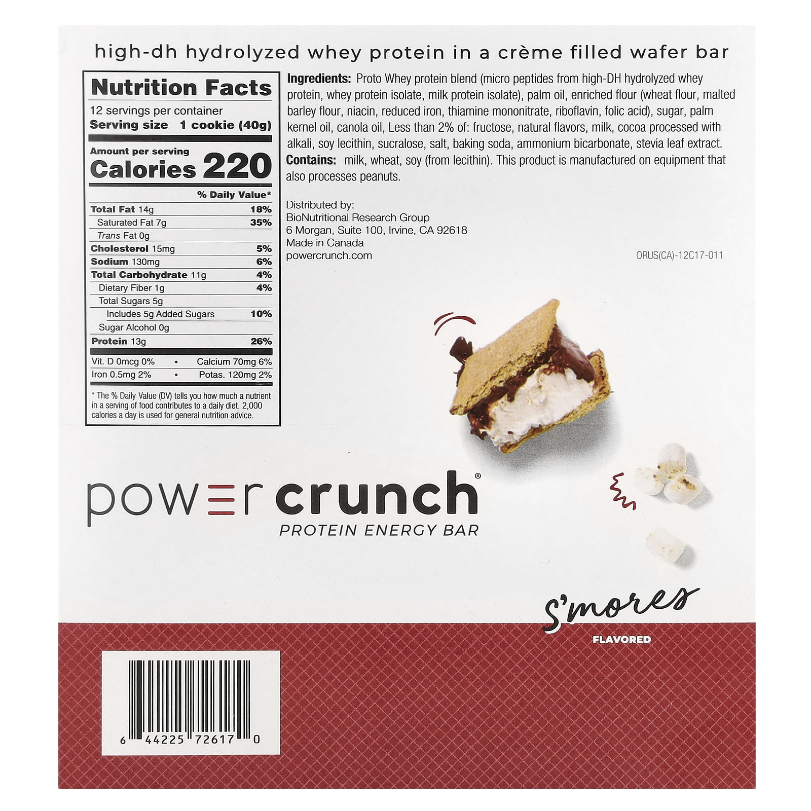 Протеин BNRG Power Crunch® Energy Bar S'mores, 40 г, 12 шт., батончик — фото 3